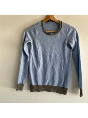 DKNY Light Blue Gray Cashmere Crew Neck Sweater Petite P